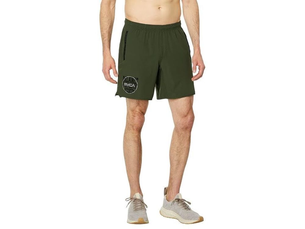 RVCA Men’s Olive Green Athletic Performance Shorts Size M Logo Drawstring